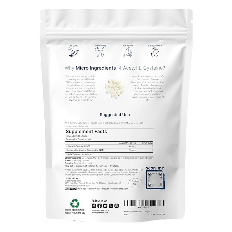 Cápsulas Blandas de NAC 600mg  - Mct Oil Coconut reseña y precio